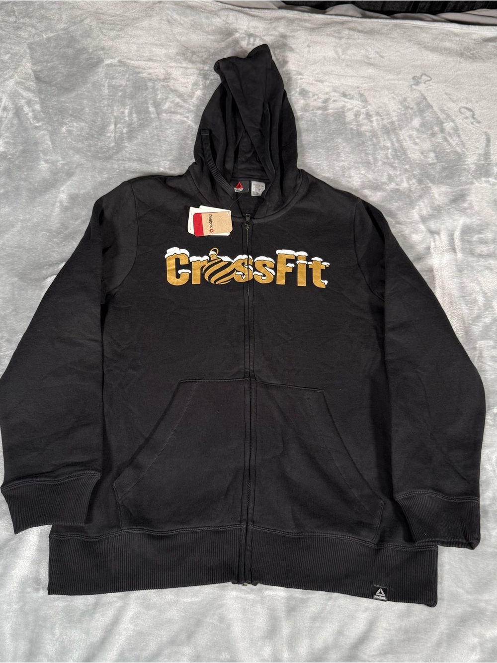 Reebok CrossFit Full Zip Hoodie Mens L Slim Fit Christmas Ornament NEW